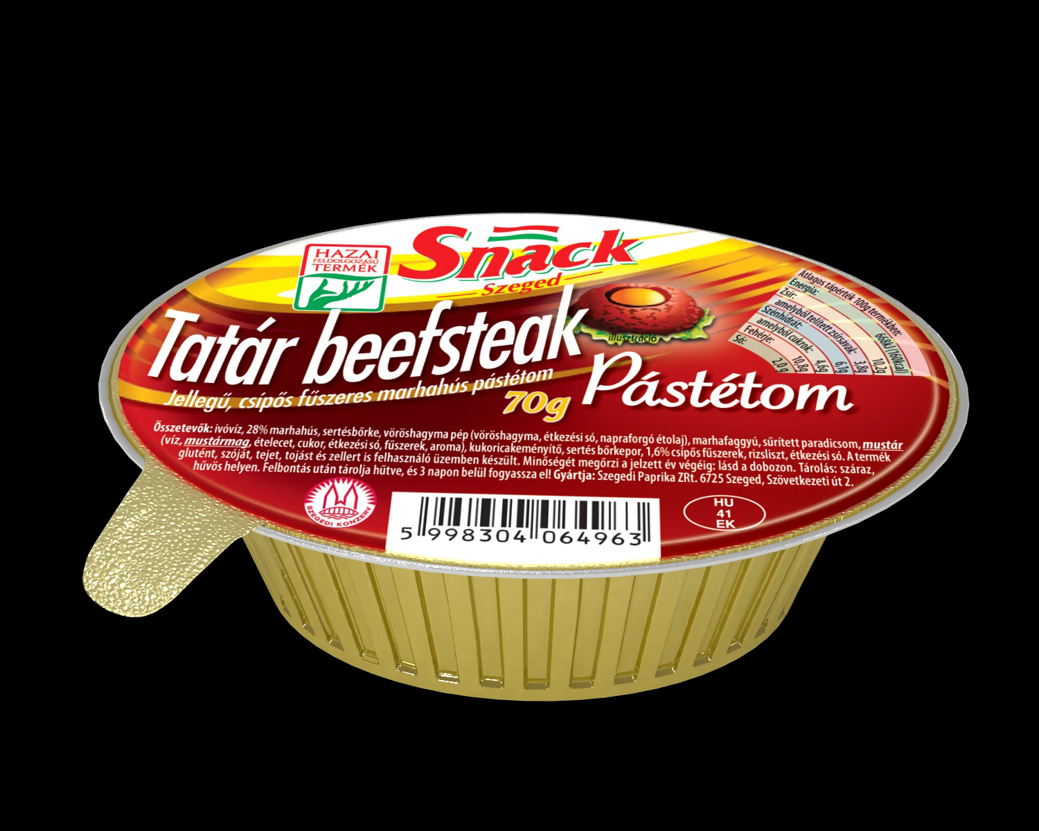 Snack Tatár beefsteak jellegű pástétom 75g